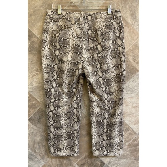 Chico’s Women’s Size 10 White Python Print High-Rise Cropped Ankle Slim Jeans - Picture 3 of 11